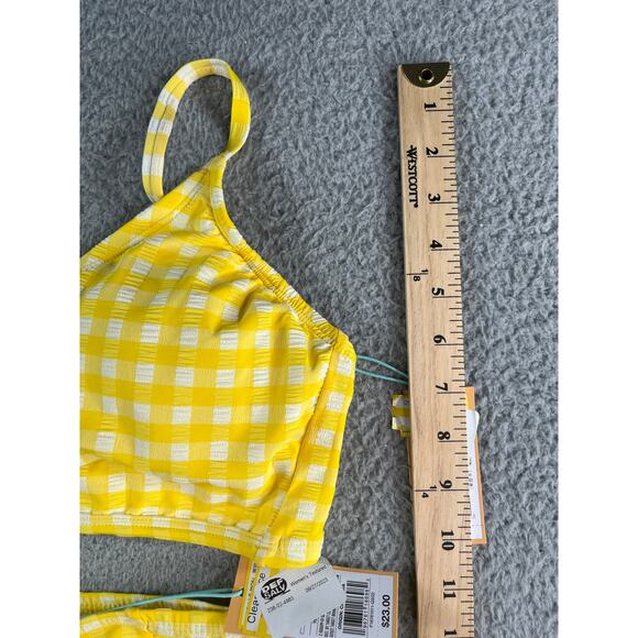 Kona Sol Two Piece Swimsuit Womens Large Yellow Checkered Plaid Bikini NWT - Picture 7 of 15
